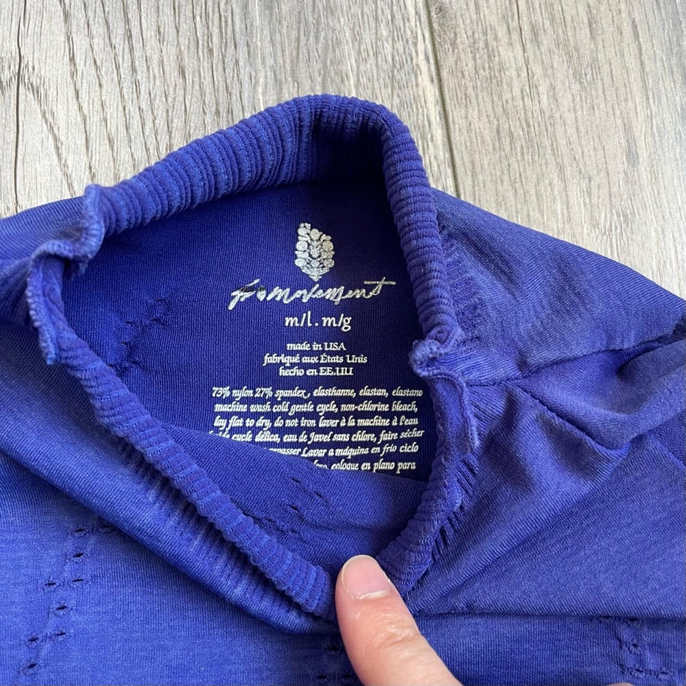 [SOLD] FP Movement Good Karma High-Neck Layer Workout Long Sleeve in Royal Blue - Picture 4 of 5
